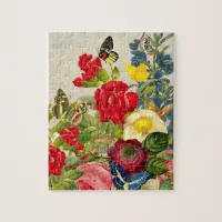 Vintage Flower Bouquet with Butterflies Jigsaw Puzzle