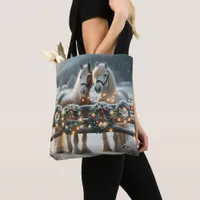 Festive Horses and Christmas Lights  Tote Bag