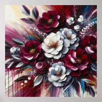 Maroon and white Floral arrangement | Poster