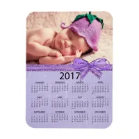 Personalize this Purple 2017 Mini  Calendar Magnet