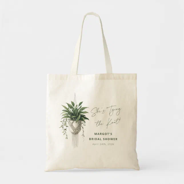 Boho Chic Botanical Tie the Knot Bridal Shower Eco Tote Bag