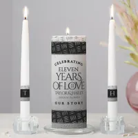 Elegant 11th Steel Wedding Anniversary Celebration Unity Candle Set