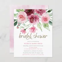 Budget Pink Gold Burgundy Floral Bridal Shower