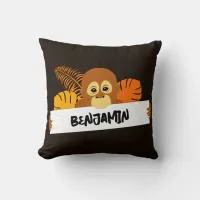 Baby Orangutan Cartoon Throw Pillow