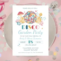 Disco Garden Party 70's Theme Going Away Party Invitation