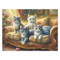 Cats on the sofa - cute scene in vintage look tissue paper