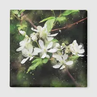 Simple White Flower Watercolor Magnet