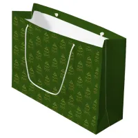 Abstract Sparkling Gold, Green Christmas Tree Large Gift Bag