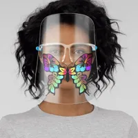 Gorgeous Rainbow Butterfly in Velvety Style Face Shield