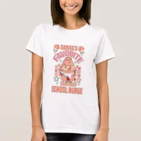 Retro Santa's Favorite School Nurse T-Shirt