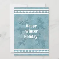 Southwest Winter Deer Blue Flat Holiday Greeting 