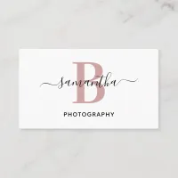 Rose Gold Minimalist Monogram Logo Business Card