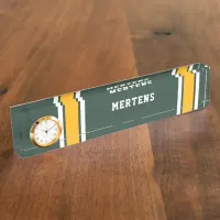 Sports Team Name Green and Gold with White Desk Name Plate