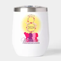 International Womens Day Inspire Inclusion QR Code Thermal Wine Tumbler