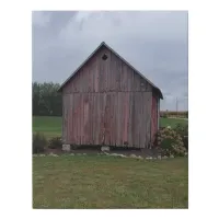 Red Distressed Barn Cloudy Day Faux Canvas Print