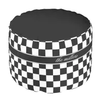 Black and White Checkerboard ID148 Pouf