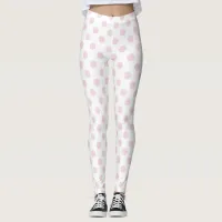 Pastel Pink and White Polka Dots Pattern Leggings