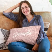 Luxury Rose Gold Glitter Brush Script Name Lumbar Pillow