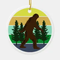 Sasquatch Believer | Vintage Sunset Bigfoot   Ceramic Ornament