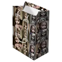 Creepy Little Girl with Big Eyes and Creepy Doll Medium Gift Bag