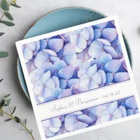 Blue and Lavender Floral Custom Hydrangea Wedding Napkins