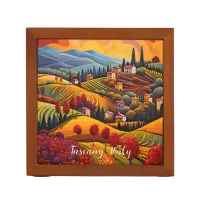 Painting of Tuscany in Autumn | Italy | Travel Art Desk Organizer