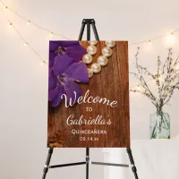 Purple Flowers and Pearls Quincea&#241;era Barn Party Foam Board