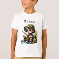Little Boy Fishing Cartoon Personalized T-Shirt