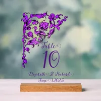 Romantic, Vintage, Antique Purple Table Number Acrylic Sign