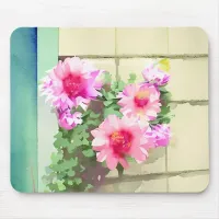 Watercolor Pink Flowers Mouse Pad