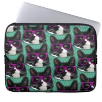 Fun Glasses Tuxedo Cat Epic Pattern Art Laptop Sleeve