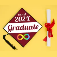 Autism Awareness Red & White Graduate Cap Topper