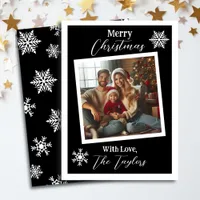 Black and White Snowflakes Photo Christmas  Holiday Card