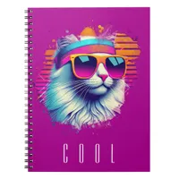 Retro White Cat with Orange Sunglasses Notebook