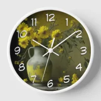 Antique Vase of Yellow Flowers Clock