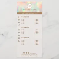 Elegant Holographic Beautician Price List Service Menu