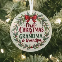 First Christmas as Grandma & Grandpa Holiday Glass Ornament