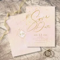 Fine Lines Gold Abstract Wedding Blush ID867 Save The Date