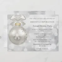 Silver Snowflakes Elegant Corporate Holiday Party Invitation