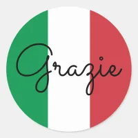 Italian Flag Colors Grazie Classic Round Sticker