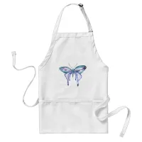 watercolor aqua blue purple butterfly adult apron