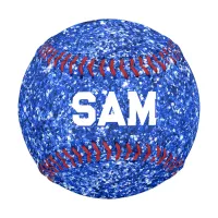 Luxury Royal Blue Glitter Bold Sport Monogram Baseball