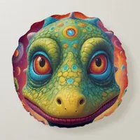 Welcome to the Magical World of Dino Delights Round Pillow