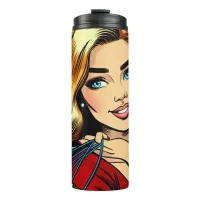 Retro Lady with Shopping Bags Thermal Tumbler