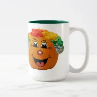 Jack o' Lantern Clown Face, Halloween Pumpkin Two-Tone Coffee Mug