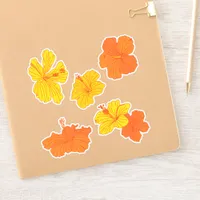 Hibiscus Tropical Flowers in Yellow and Orange Sticker