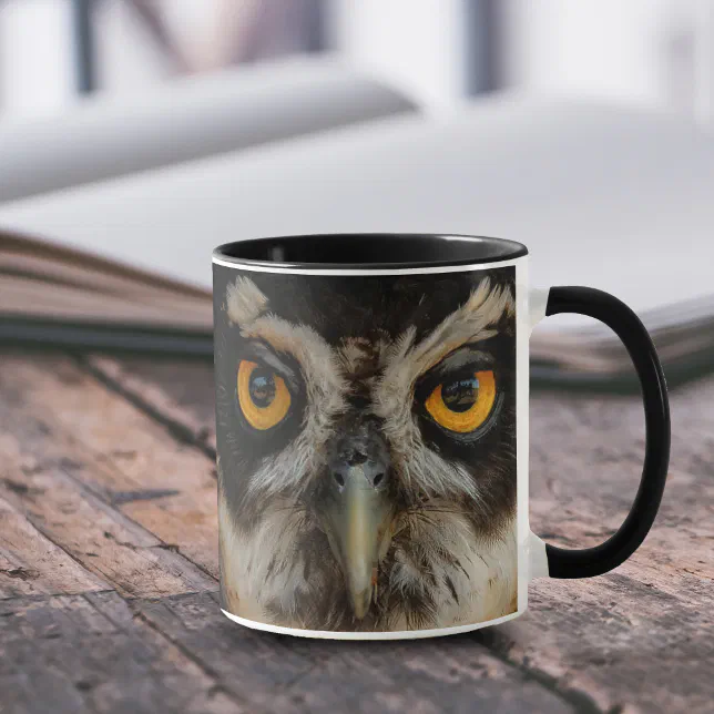 Mesmerizing Golden Eyes of a Spectacled Owl Mug