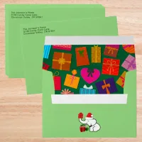 White Santa Elephant Christmas Pattern Add Address Envelope