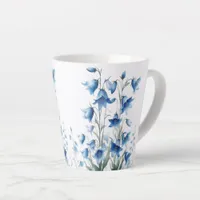 Blue and white bluebells floral coastal latte mug