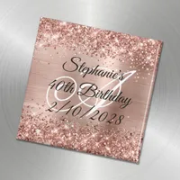 Faux Rose Gold Glitter and Foil 40th Birthday Magnet